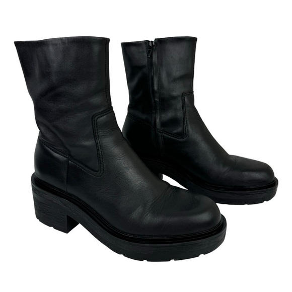 Zara Leather Ankle Platform Combat Boots Chunky Sole 1124/010 Women's Size 41 - Picture 11 of 16